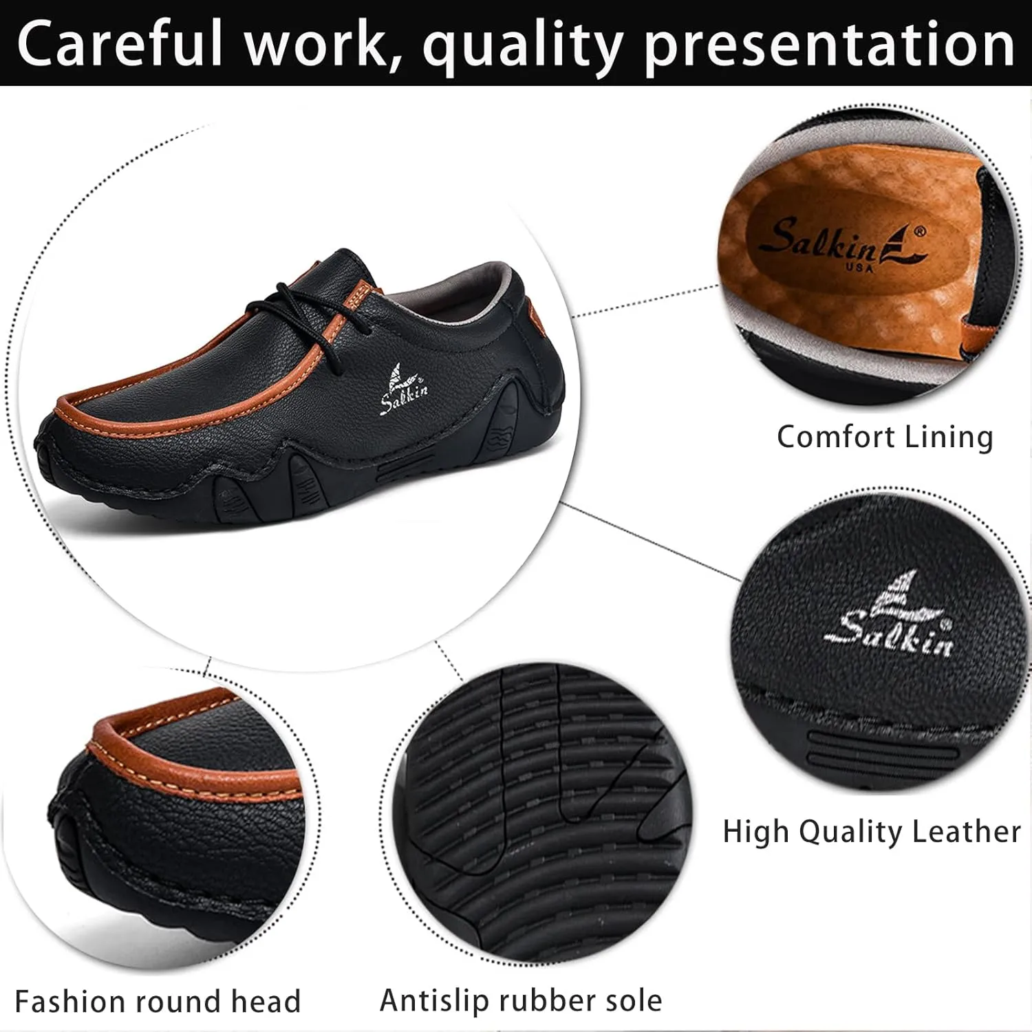 Men's Casual Wide Loafers Comfort Round Toe Slip On Faux Leather Walking Shoes Sofft Lightweight Moccasin Boat Shoes for House Outdoor Driving Travel