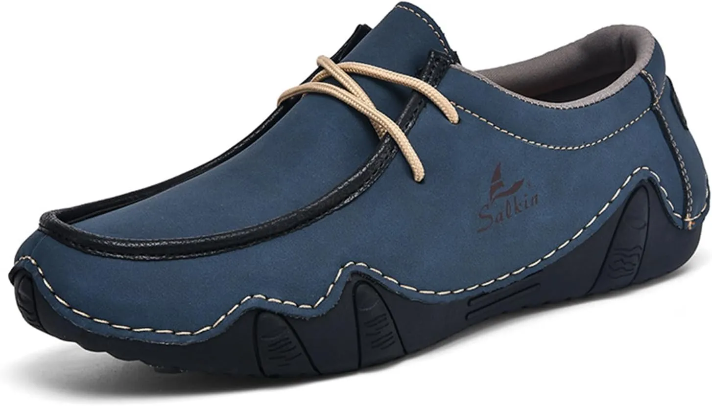 Men's Casual Wide Loafers Comfort Round Toe Slip On Faux Leather Walking Shoes Sofft Lightweight Moccasin Boat Shoes for House Outdoor Driving Travel