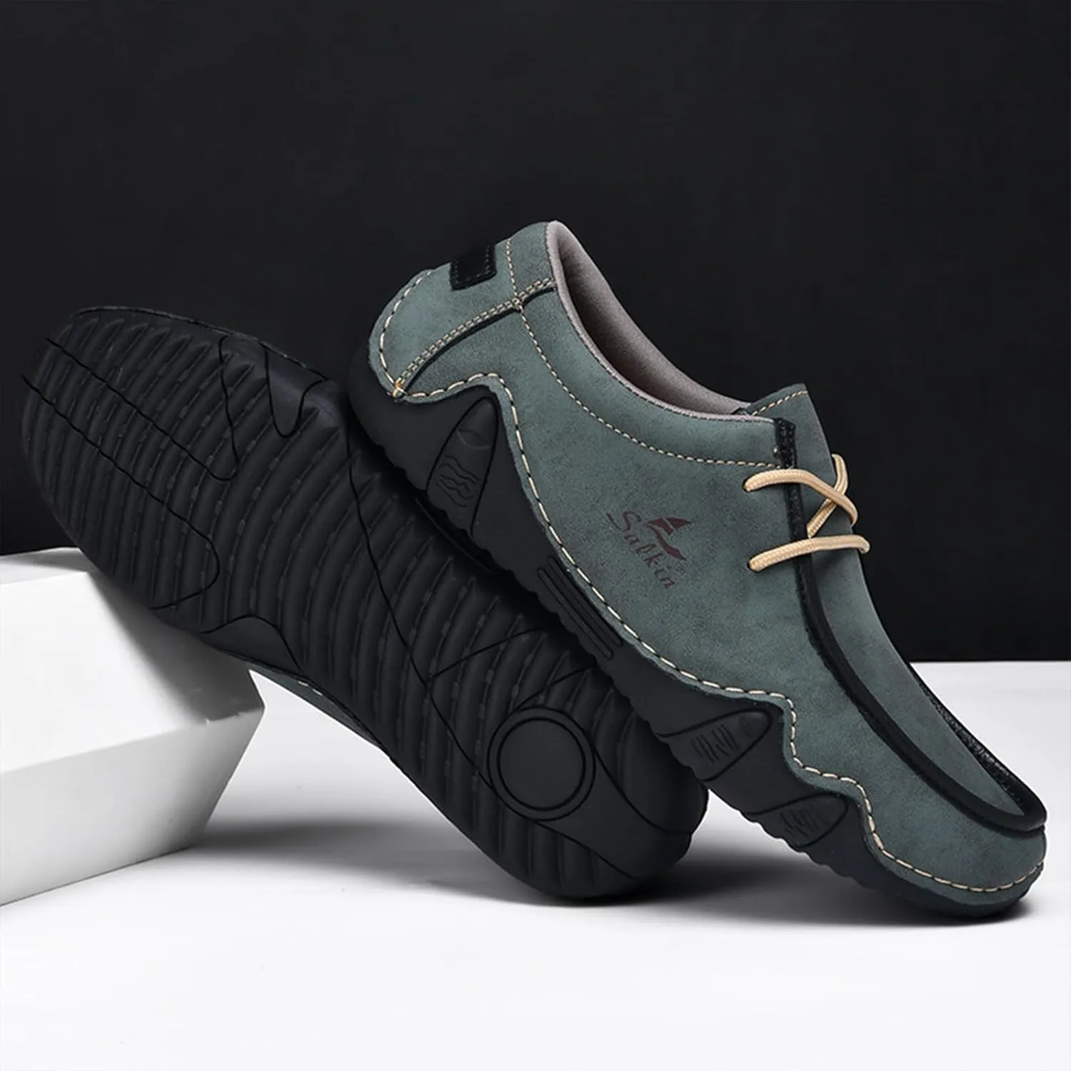 Men's Casual Wide Loafers Comfort Round Toe Slip On Faux Leather Walking Shoes Sofft Lightweight Moccasin Boat Shoes for House Outdoor Driving Travel