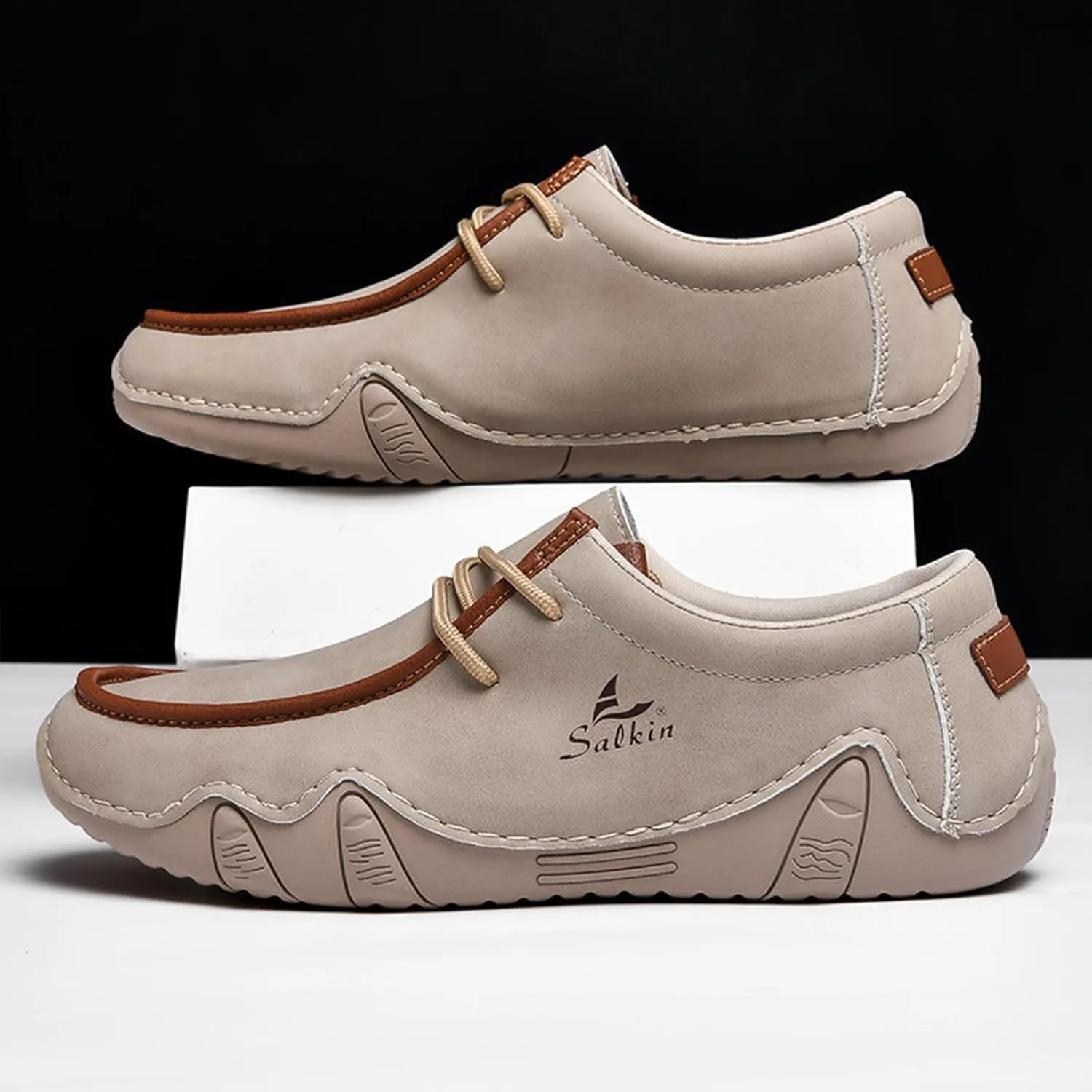 Men's Casual Wide Loafers Comfort Round Toe Slip On Faux Leather Walking Shoes Sofft Lightweight Moccasin Boat Shoes for House Outdoor Driving Travel