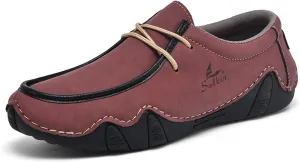Men's Casual Wide Loafers Comfort Round Toe Slip On Faux Leather Walking Shoes Sofft Lightweight Moccasin Boat Shoes for House Outdoor Driving Travel