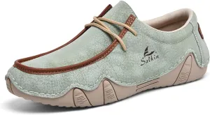 Men's Casual Wide Loafers Comfort Round Toe Slip On Faux Leather Walking Shoes Sofft Lightweight Moccasin Boat Shoes for House Outdoor Driving Travel