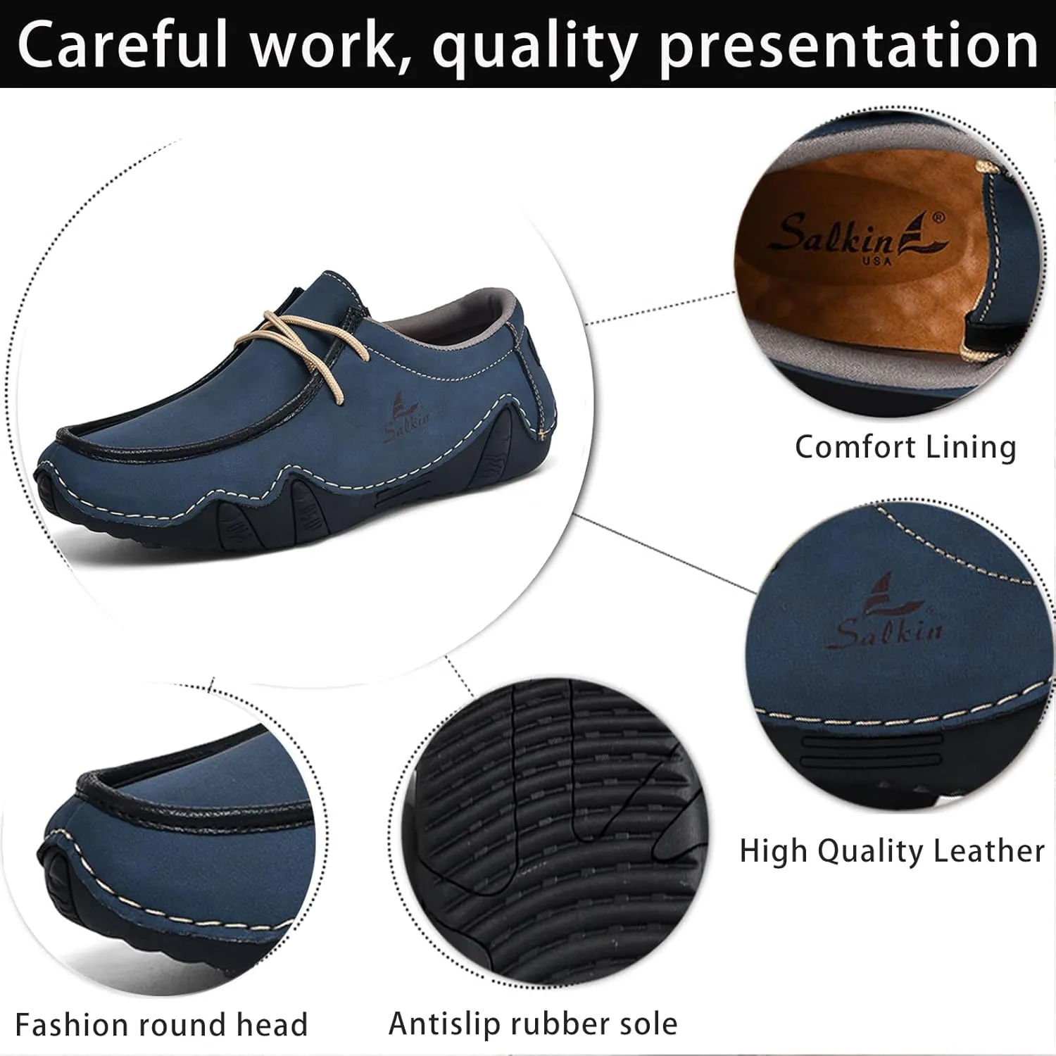 Men's Casual Wide Loafers Comfort Round Toe Slip On Faux Leather Walking Shoes Sofft Lightweight Moccasin Boat Shoes for House Outdoor Driving Travel