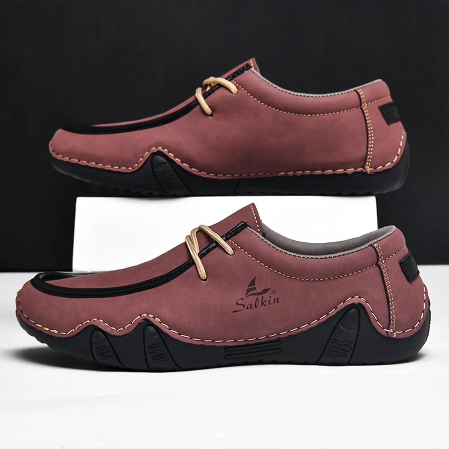 Men's Casual Wide Loafers Comfort Round Toe Slip On Faux Leather Walking Shoes Sofft Lightweight Moccasin Boat Shoes for House Outdoor Driving Travel