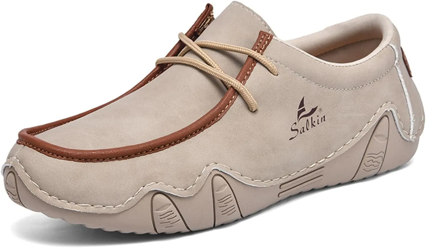 Men's Casual Wide Loafers Comfort Round Toe Slip On Faux Leather Walking Shoes Sofft Lightweight Moccasin Boat Shoes for House Outdoor Driving Travel