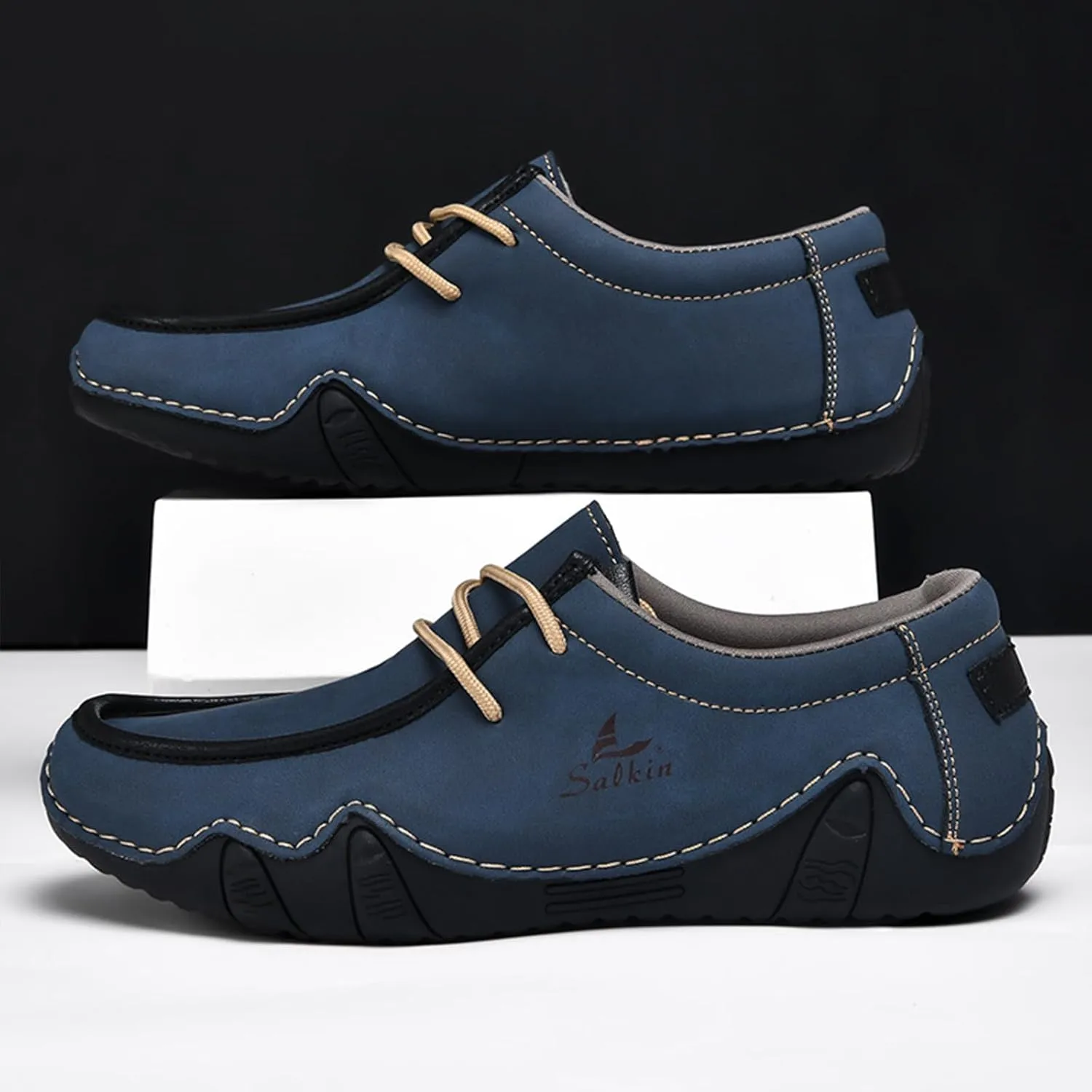 Men's Casual Wide Loafers Comfort Round Toe Slip On Faux Leather Walking Shoes Sofft Lightweight Moccasin Boat Shoes for House Outdoor Driving Travel