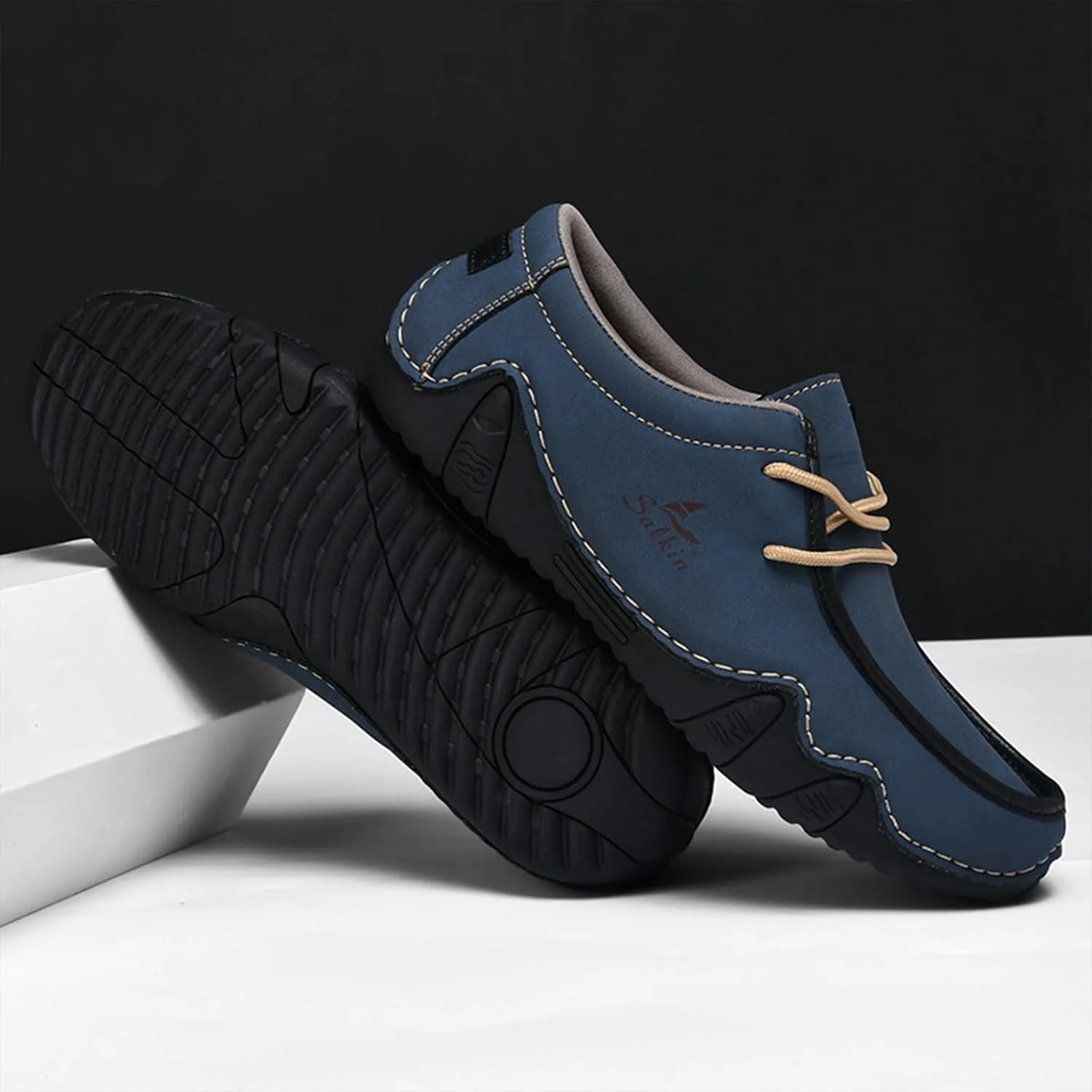 Men's Casual Wide Loafers Comfort Round Toe Slip On Faux Leather Walking Shoes Sofft Lightweight Moccasin Boat Shoes for House Outdoor Driving Travel