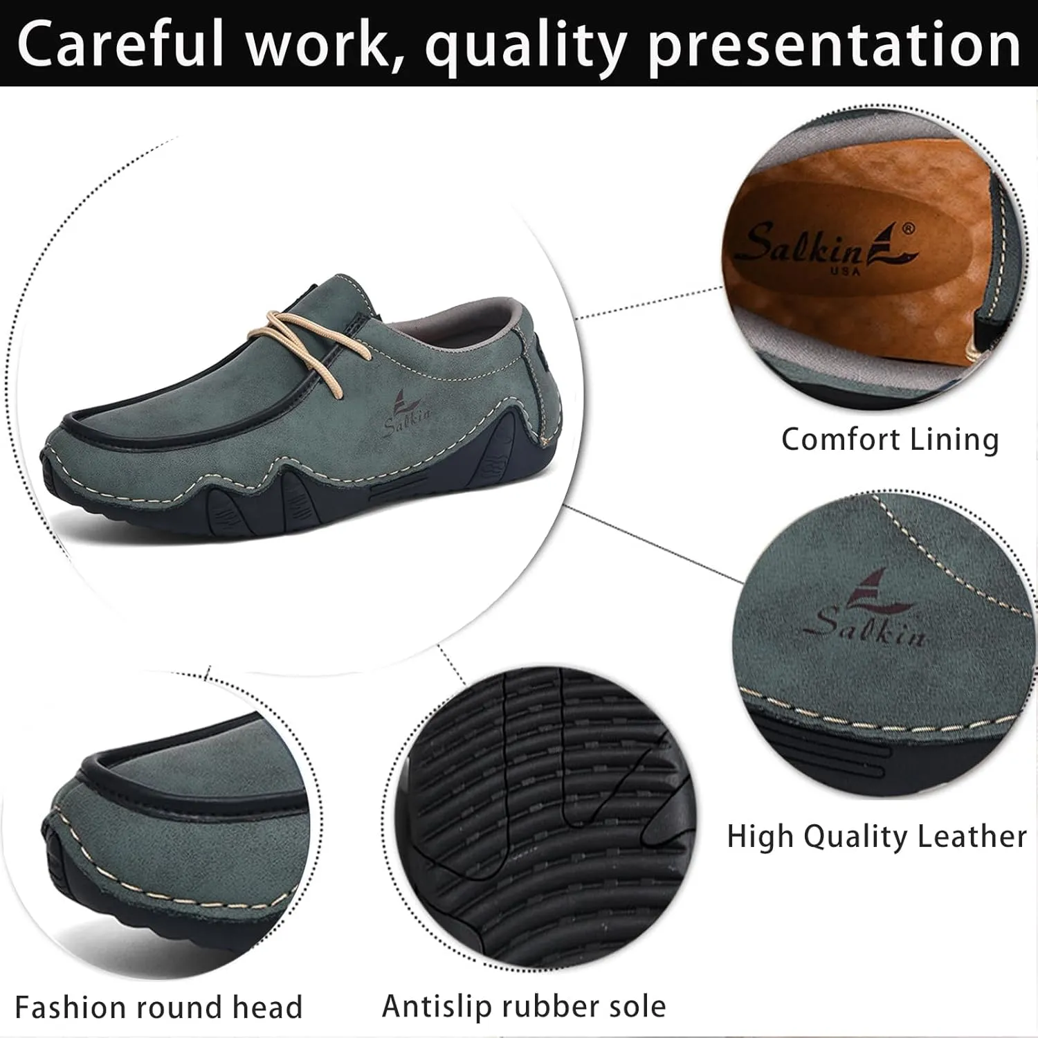 Men's Casual Wide Loafers Comfort Round Toe Slip On Faux Leather Walking Shoes Sofft Lightweight Moccasin Boat Shoes for House Outdoor Driving Travel