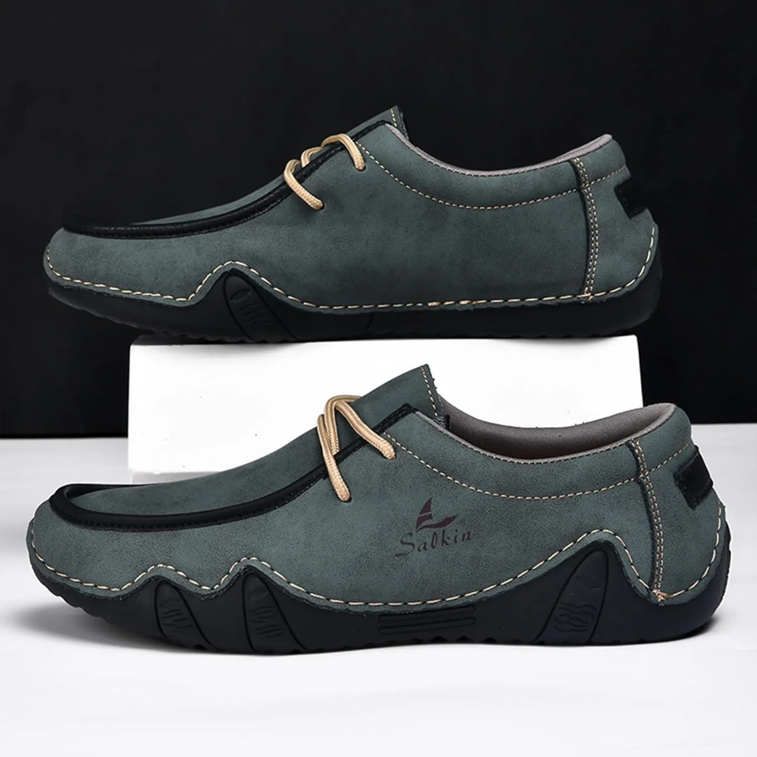 Men's Casual Wide Loafers Comfort Round Toe Slip On Faux Leather Walking Shoes Sofft Lightweight Moccasin Boat Shoes for House Outdoor Driving Travel