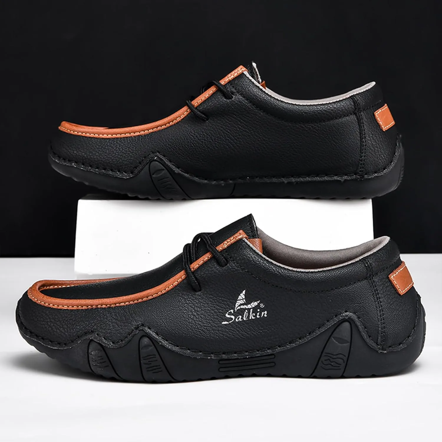 Men's Casual Wide Loafers Comfort Round Toe Slip On Faux Leather Walking Shoes Sofft Lightweight Moccasin Boat Shoes for House Outdoor Driving Travel