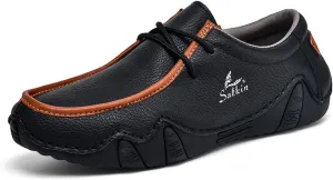 Men's Casual Wide Loafers Comfort Round Toe Slip On Faux Leather Walking Shoes Sofft Lightweight Moccasin Boat Shoes for House Outdoor Driving Travel