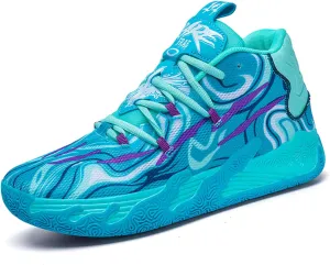 Men's Fashion High Top Lace Up Basketball Shoes Lightweight Non Slip Casual Outdoor Sneakers for Tennis Walking Volleyball