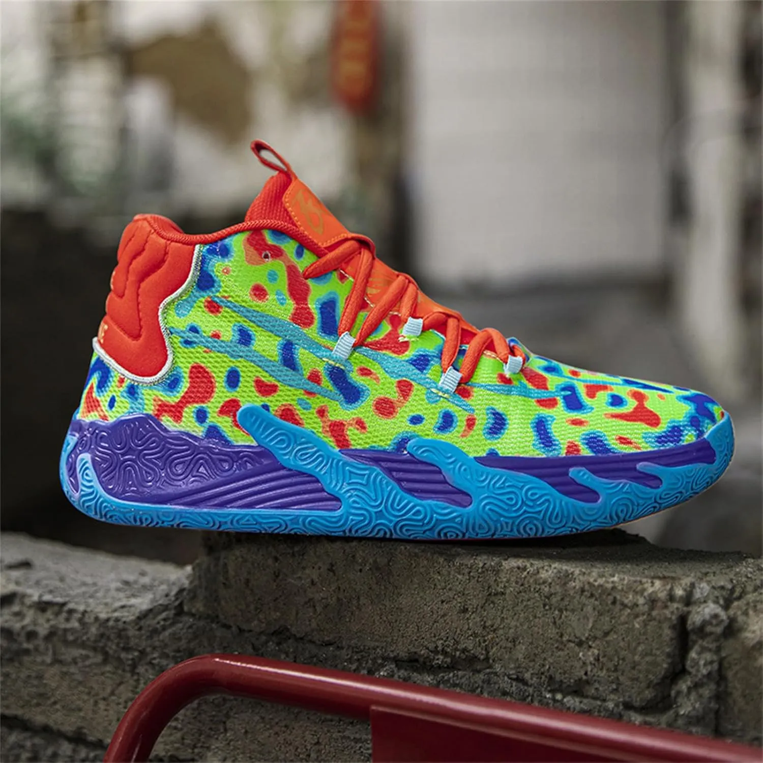 Men's Fashion High Top Lace Up Basketball Shoes Lightweight Non Slip Casual Outdoor Sneakers for Tennis Walking Volleyball