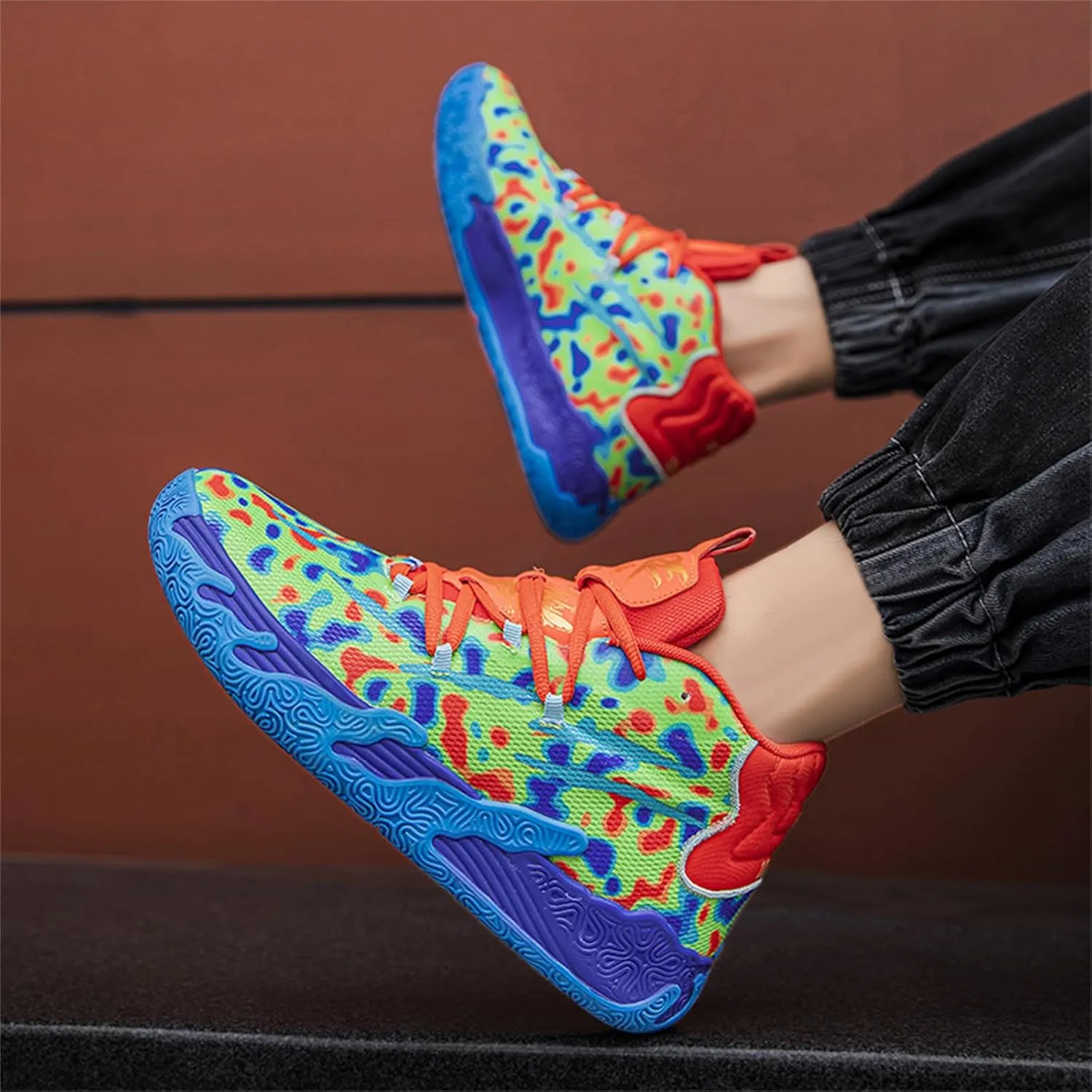 Men's Fashion High Top Lace Up Basketball Shoes Lightweight Non Slip Casual Outdoor Sneakers for Tennis Walking Volleyball