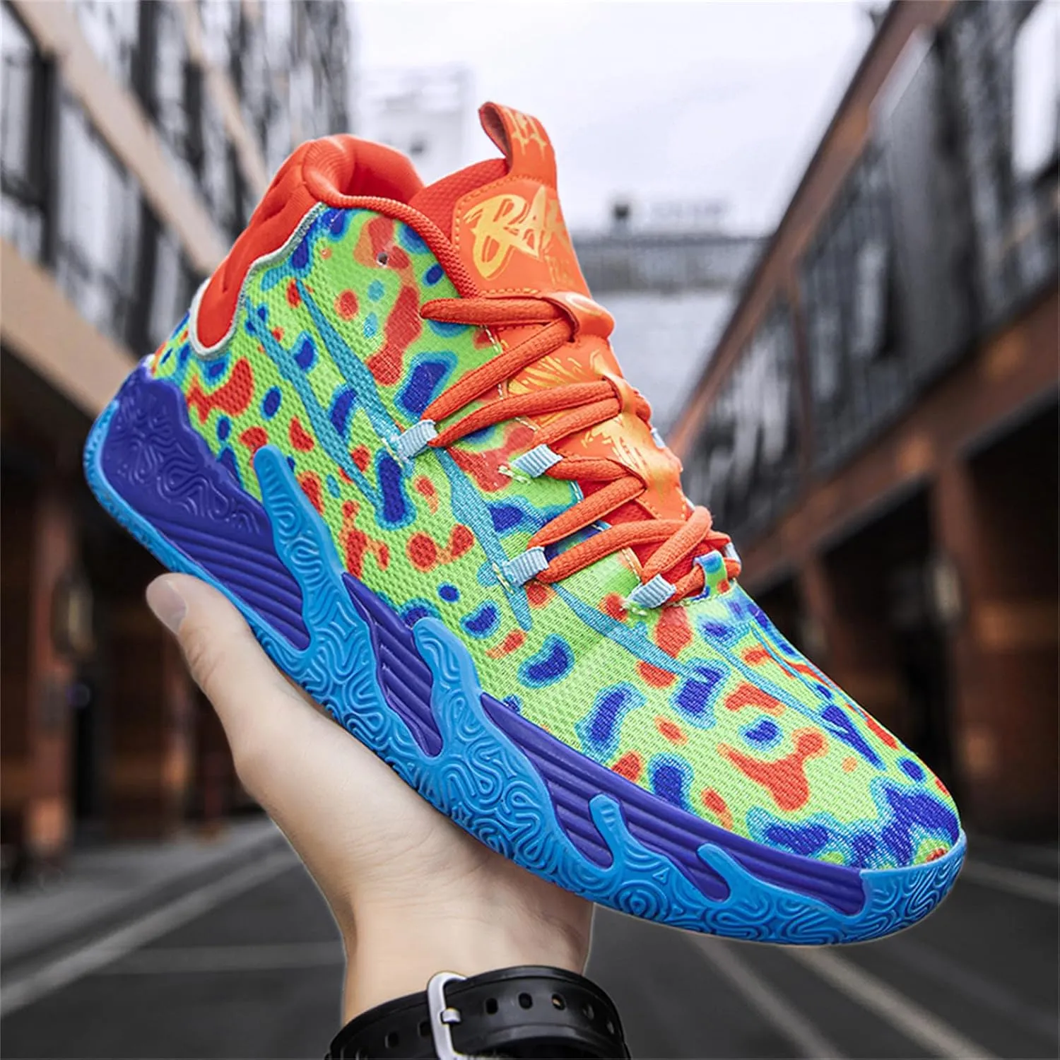 Men's Fashion High Top Lace Up Basketball Shoes Lightweight Non Slip Casual Outdoor Sneakers for Tennis Walking Volleyball