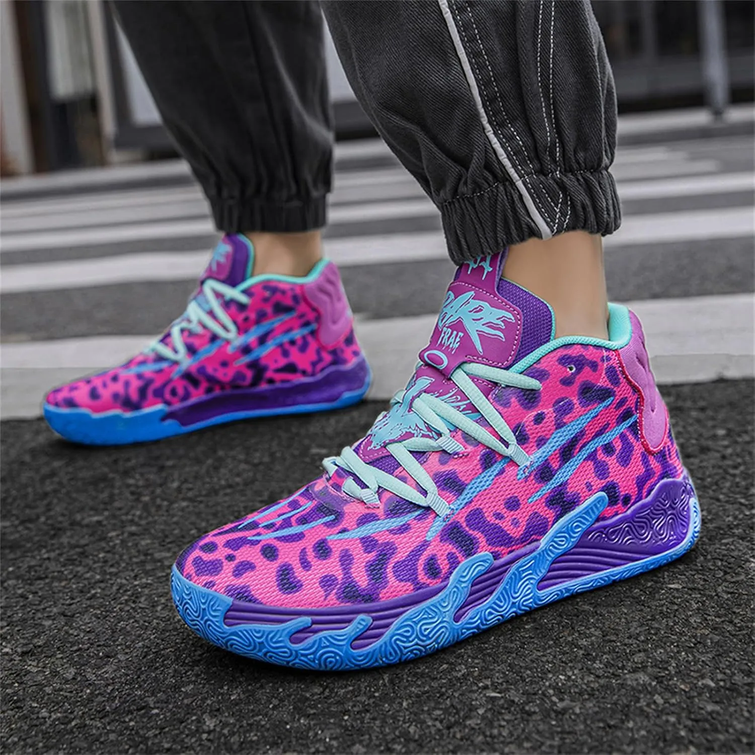 Men's Fashion High Top Lace Up Basketball Shoes Lightweight Non Slip Casual Outdoor Sneakers for Tennis Walking Volleyball