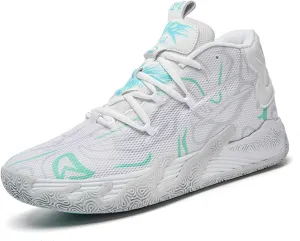 Men's Fashion High Top Lace Up Basketball Shoes Lightweight Non Slip Casual Outdoor Sneakers for Tennis Walking Volleyball