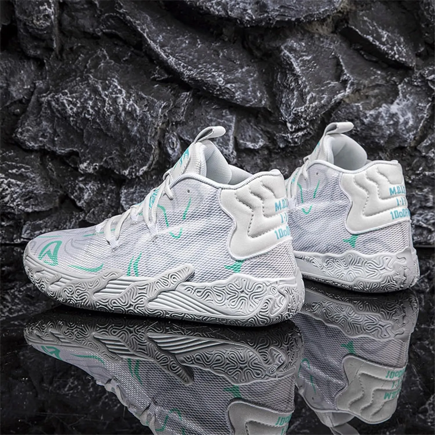 Men's Fashion High Top Lace Up Basketball Shoes Lightweight Non Slip Casual Outdoor Sneakers for Tennis Walking Volleyball
