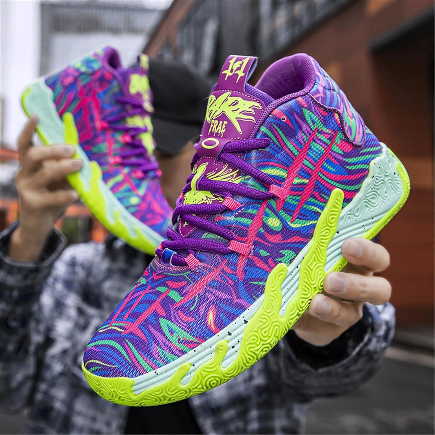 Men's Fashion High Top Lace Up Basketball Shoes Lightweight Non Slip Casual Outdoor Sneakers for Tennis Walking Volleyball