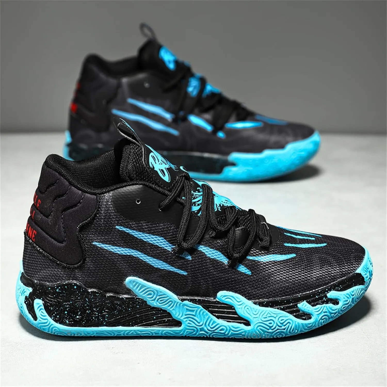 Men's Fashion High Top Lace Up Basketball Shoes Lightweight Non Slip Casual Outdoor Sneakers for Tennis Walking Volleyball