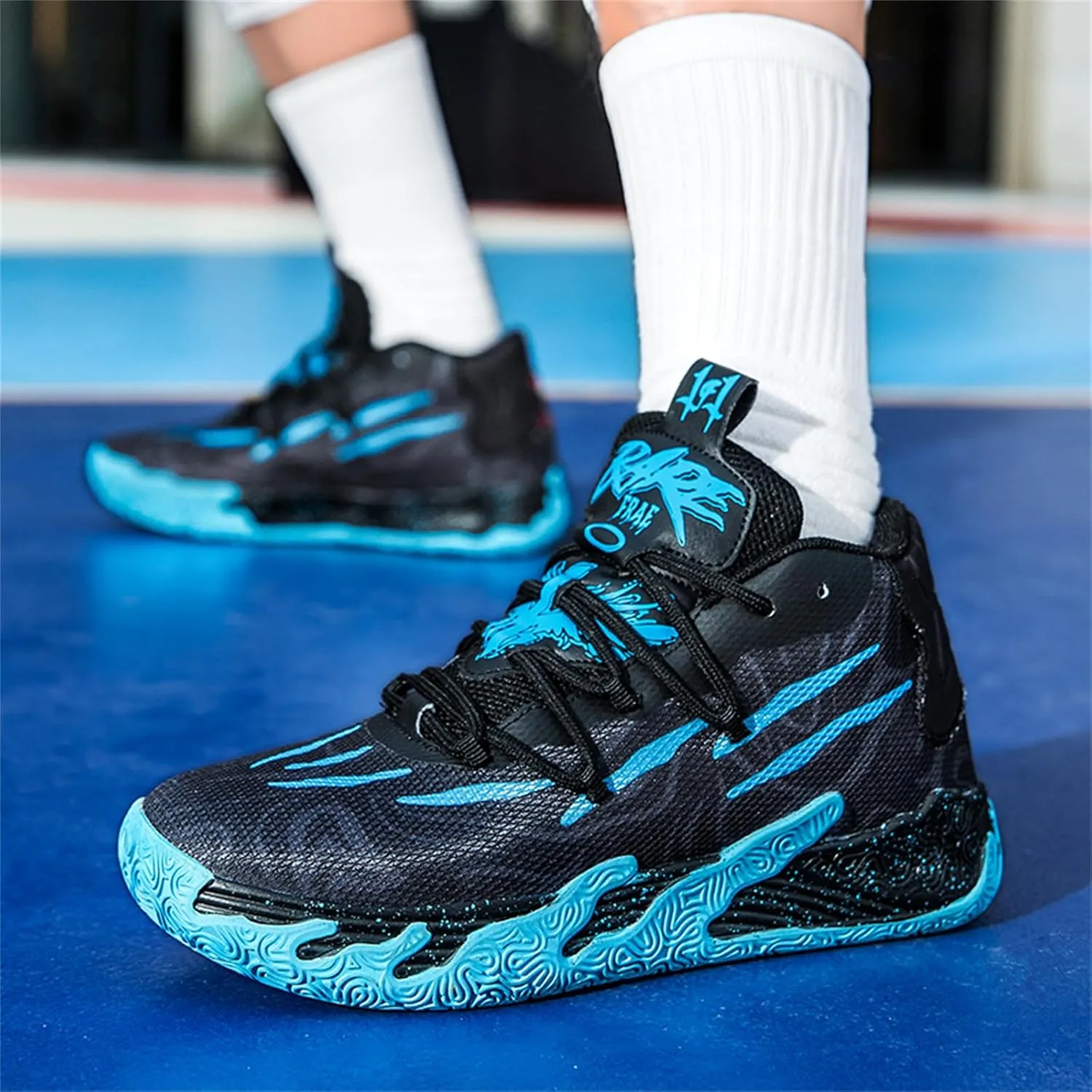 Men's Fashion High Top Lace Up Basketball Shoes Lightweight Non Slip Casual Outdoor Sneakers for Tennis Walking Volleyball