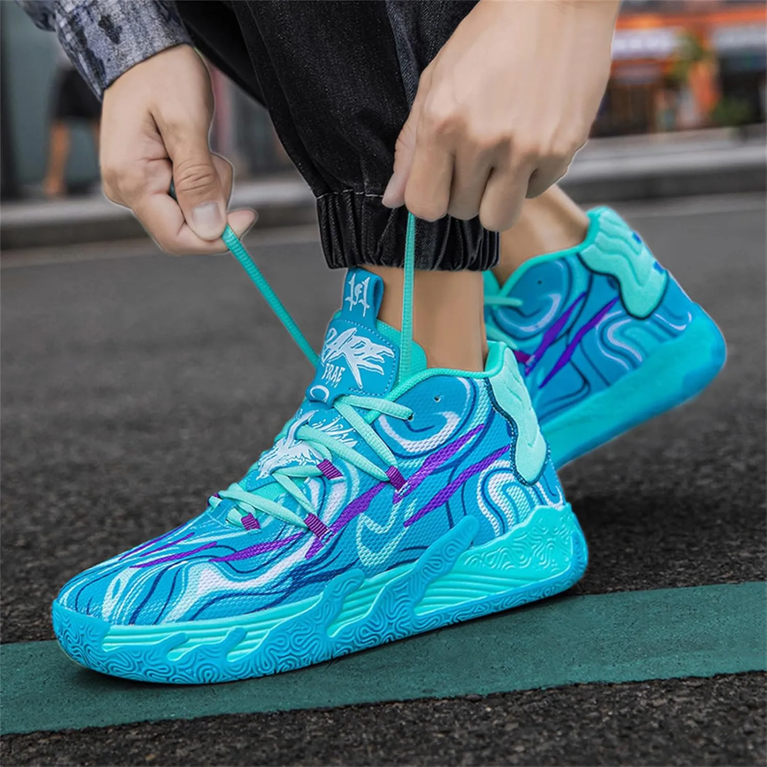 Men's Fashion High Top Lace Up Basketball Shoes Lightweight Non Slip Casual Outdoor Sneakers for Tennis Walking Volleyball