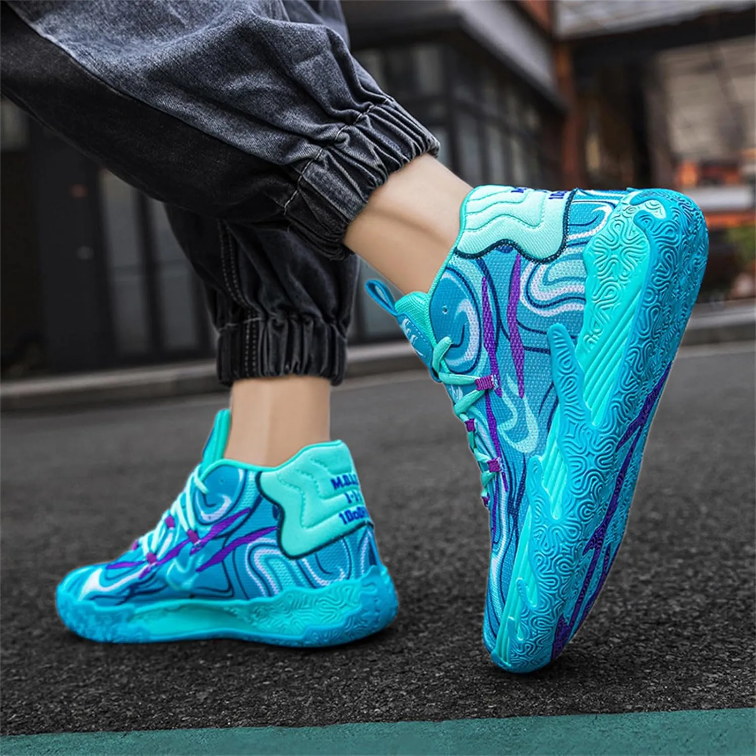 Men's Fashion High Top Lace Up Basketball Shoes Lightweight Non Slip Casual Outdoor Sneakers for Tennis Walking Volleyball