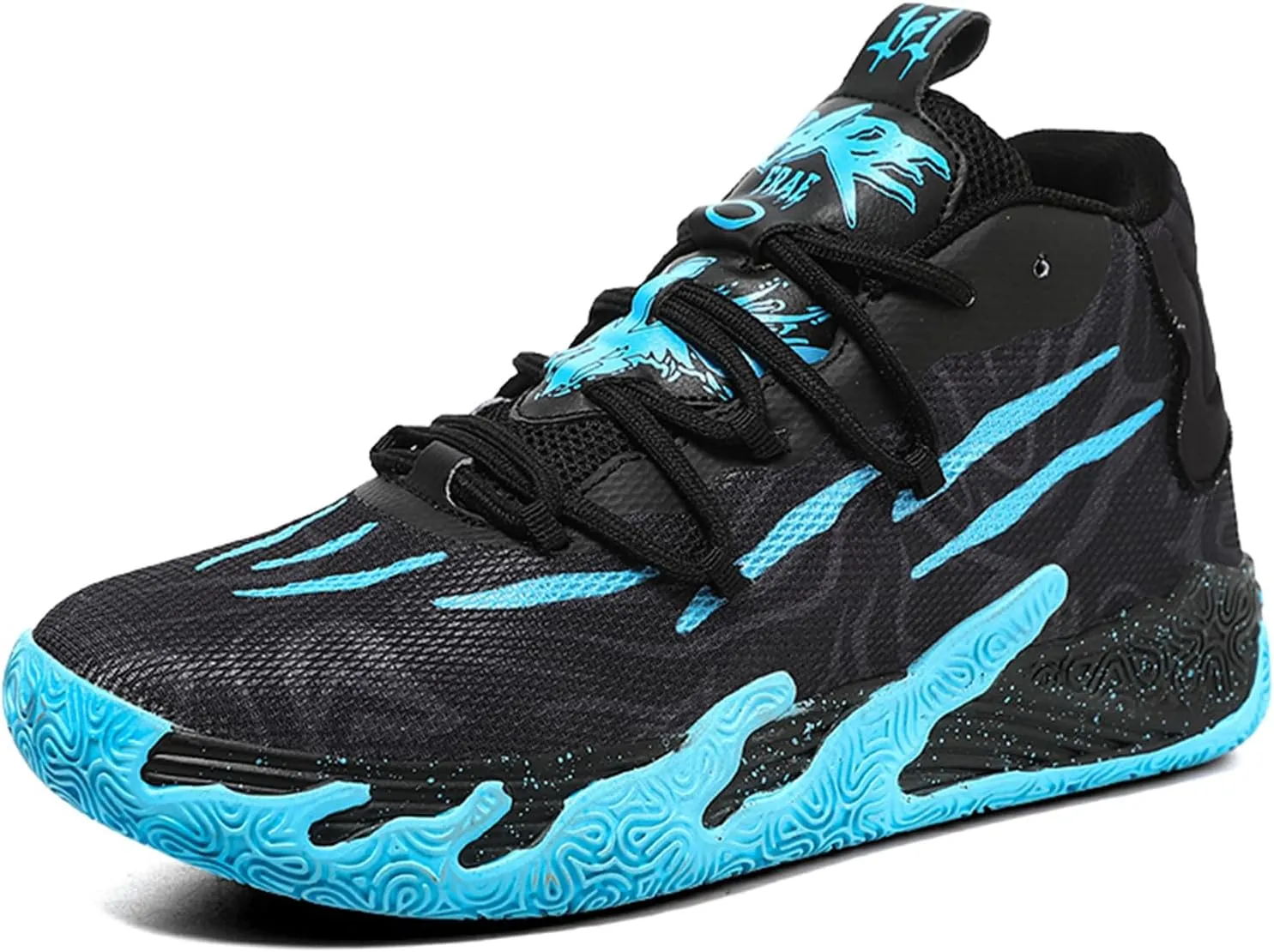 Men's Fashion High Top Lace Up Basketball Shoes Lightweight Non Slip Casual Outdoor Sneakers for Tennis Walking Volleyball