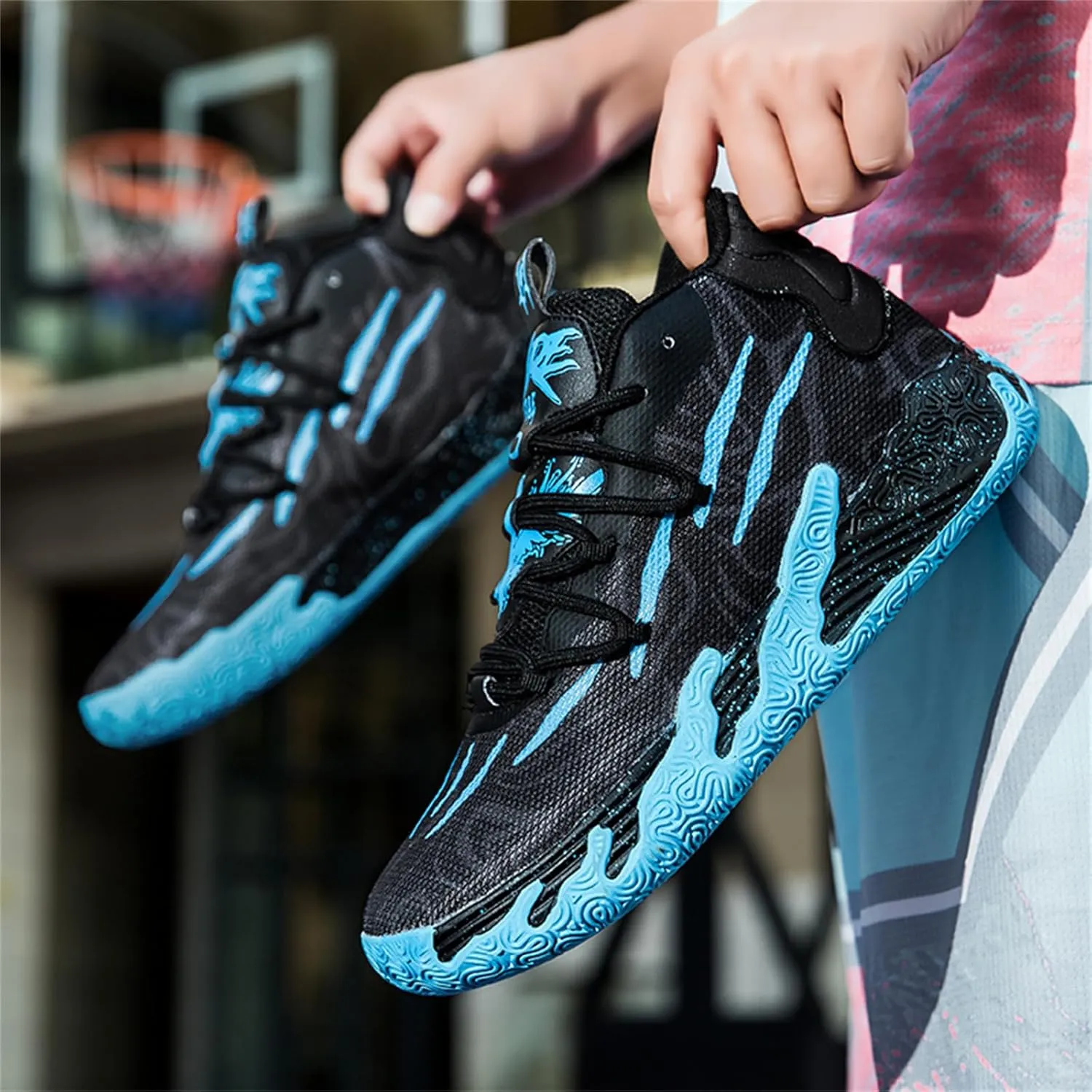 Men's Fashion High Top Lace Up Basketball Shoes Lightweight Non Slip Casual Outdoor Sneakers for Tennis Walking Volleyball