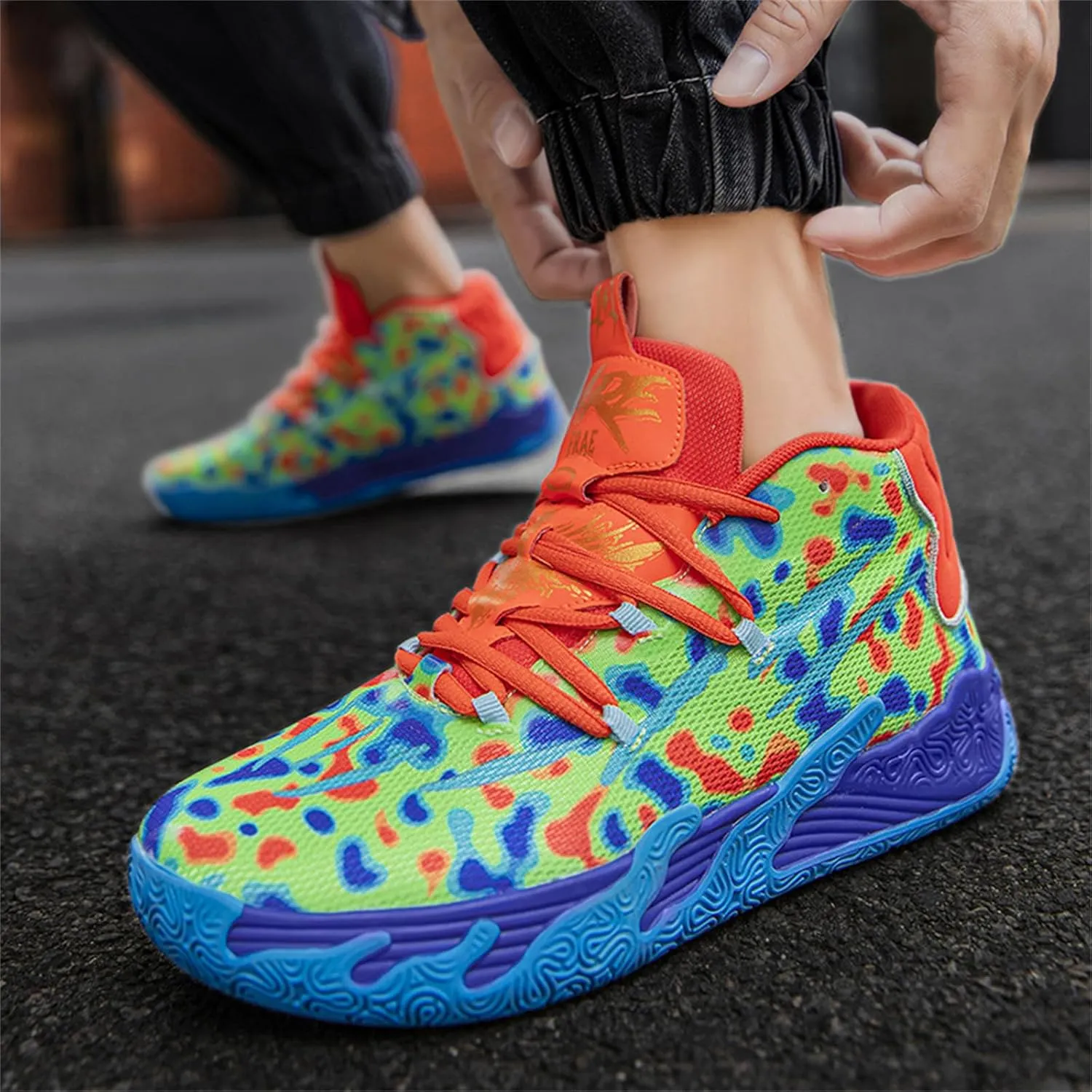 Men's Fashion High Top Lace Up Basketball Shoes Lightweight Non Slip Casual Outdoor Sneakers for Tennis Walking Volleyball