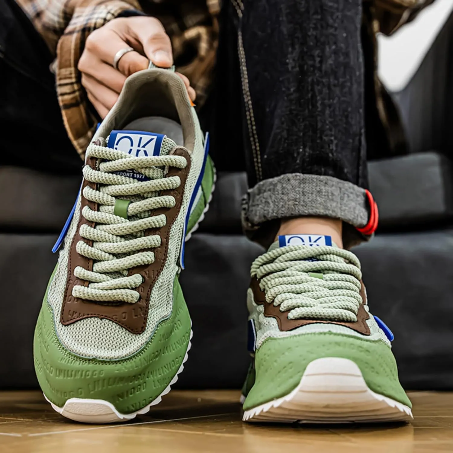 Men's Fashionable Breathable Mesh Sneakers - Comfortable Walking & Casual Wear, Lightweight with Trendy Design, Available in Large Sizes7-14
