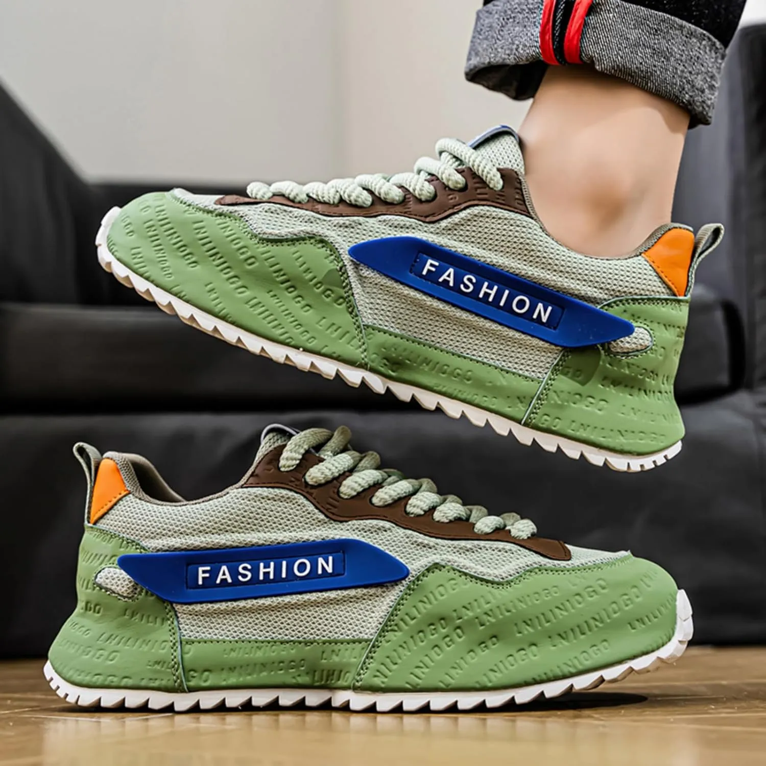 Men's Fashionable Breathable Mesh Sneakers - Comfortable Walking & Casual Wear, Lightweight with Trendy Design, Available in Large Sizes7-14