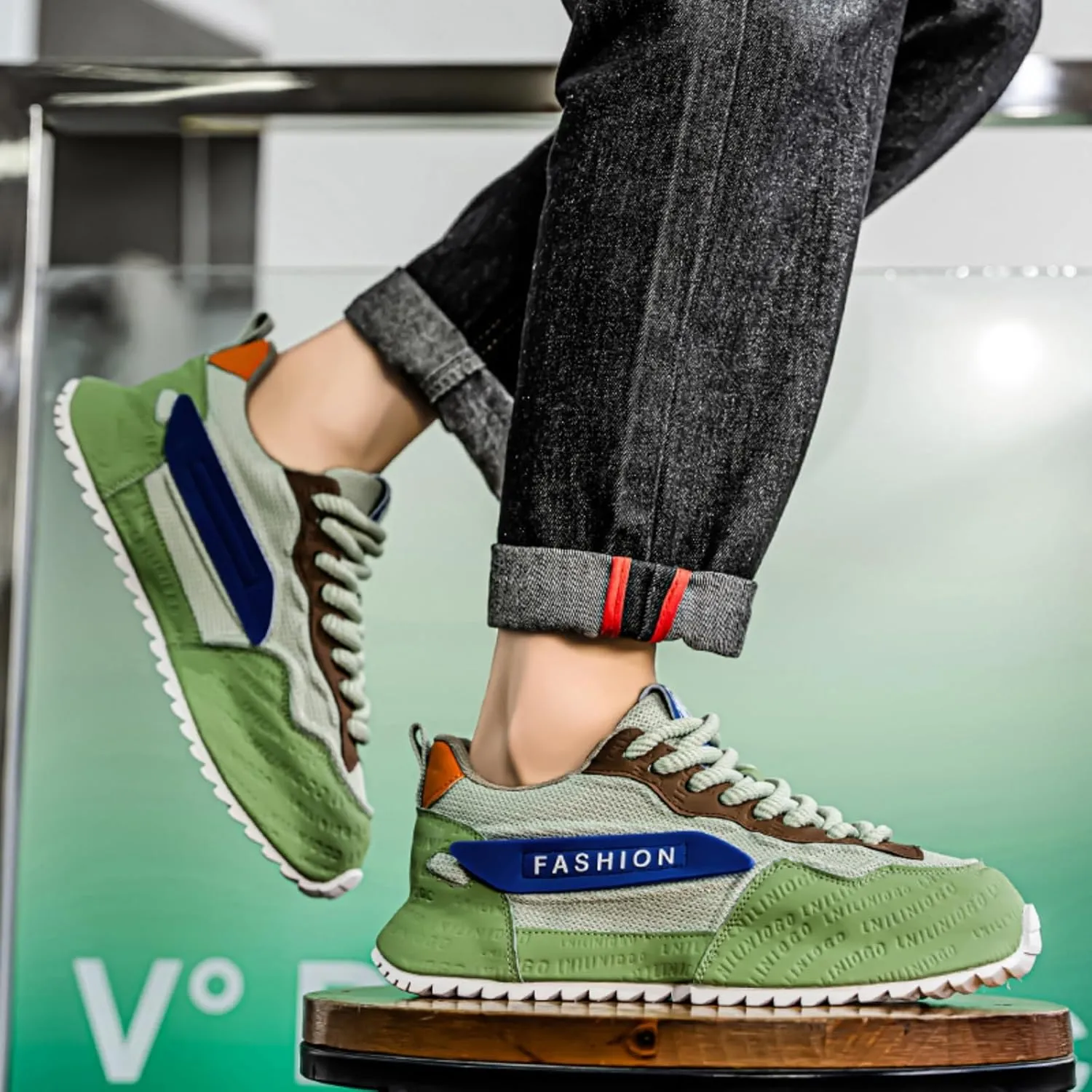 Men's Fashionable Breathable Mesh Sneakers - Comfortable Walking & Casual Wear, Lightweight with Trendy Design, Available in Large Sizes7-14
