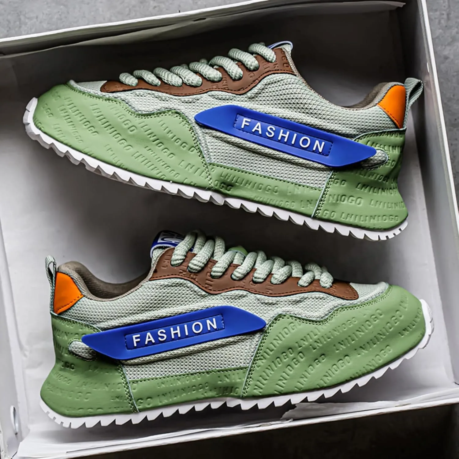 Men's Fashionable Breathable Mesh Sneakers - Comfortable Walking & Casual Wear, Lightweight with Trendy Design, Available in Large Sizes7-14