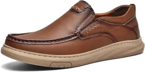 Mens Genuine Leather Handmade Loafers - Slip-On Lightweight Business Casual Dress Shoes with Slip-Resistant & Breathable Design,All-Day Comfort for Office,Driving,Walking