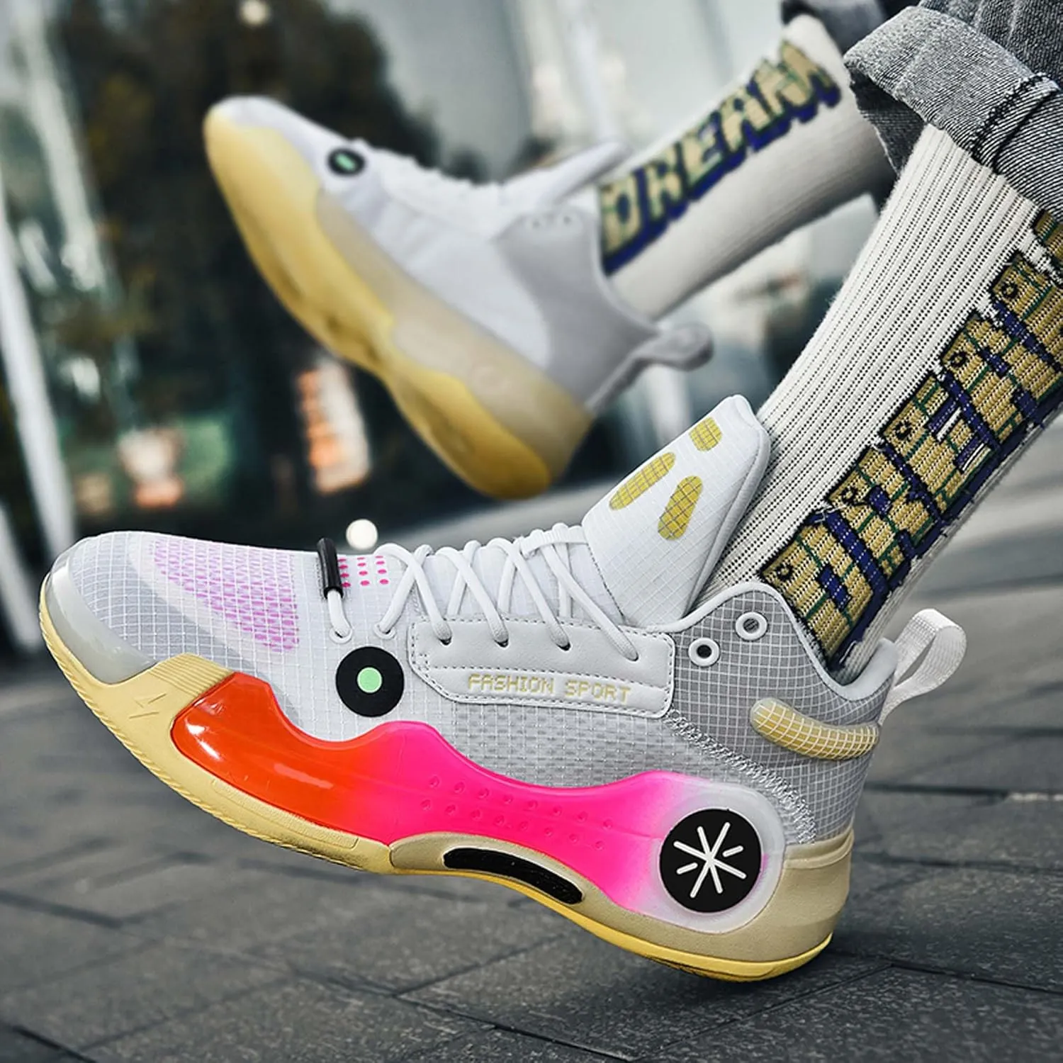 Men's High Top Basketball Shoes Fashion Breathable Sneakers Teenagers Training Competition Shoes Women's Outdoor Running Shoes Fashion Casual Walking Shoes