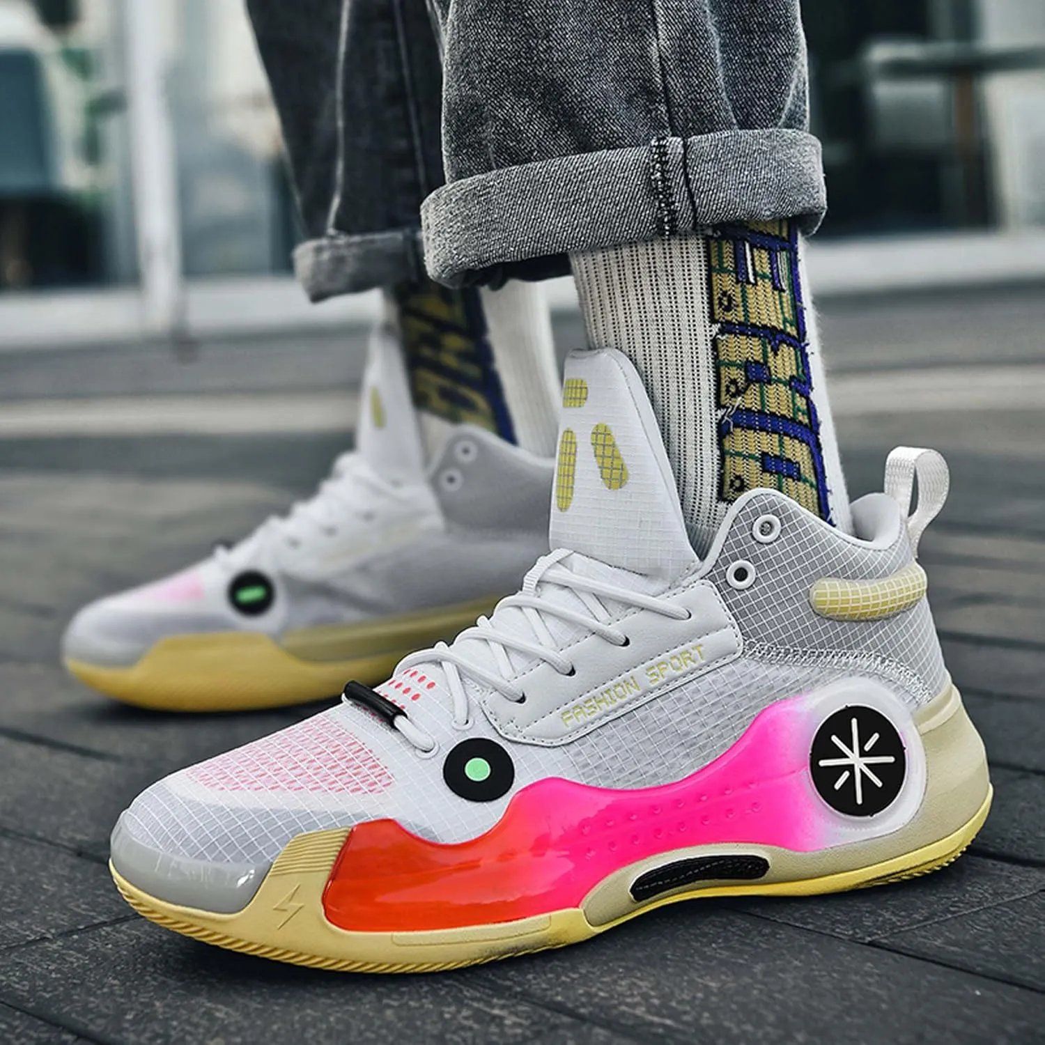 Men's High Top Basketball Shoes Fashion Breathable Sneakers Teenagers Training Competition Shoes Women's Outdoor Running Shoes Fashion Casual Walking Shoes