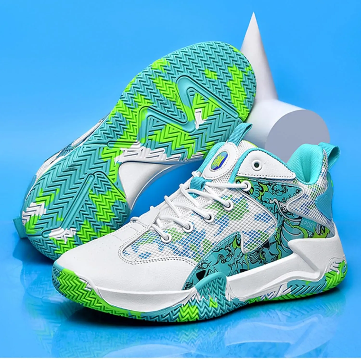 Men's High Top Breathable Mesh Basketball Shoes Fashion Non Slip Sports Sneakers Outdoor Running Training Volleyball Shoes