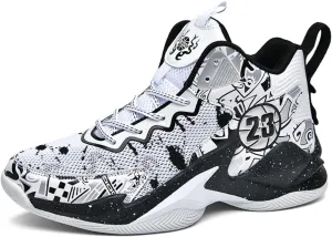 Mens High Top Lace Up Fashion Basketball Shoes with Arch Support Soft Running Shoes Non-Slip Train Sport Volleyball Sneakers