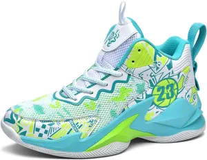 Mens High Top Lace Up Fashion Basketball Shoes with Arch Support Soft Running Shoes Non-Slip Train Sport Volleyball Sneakers