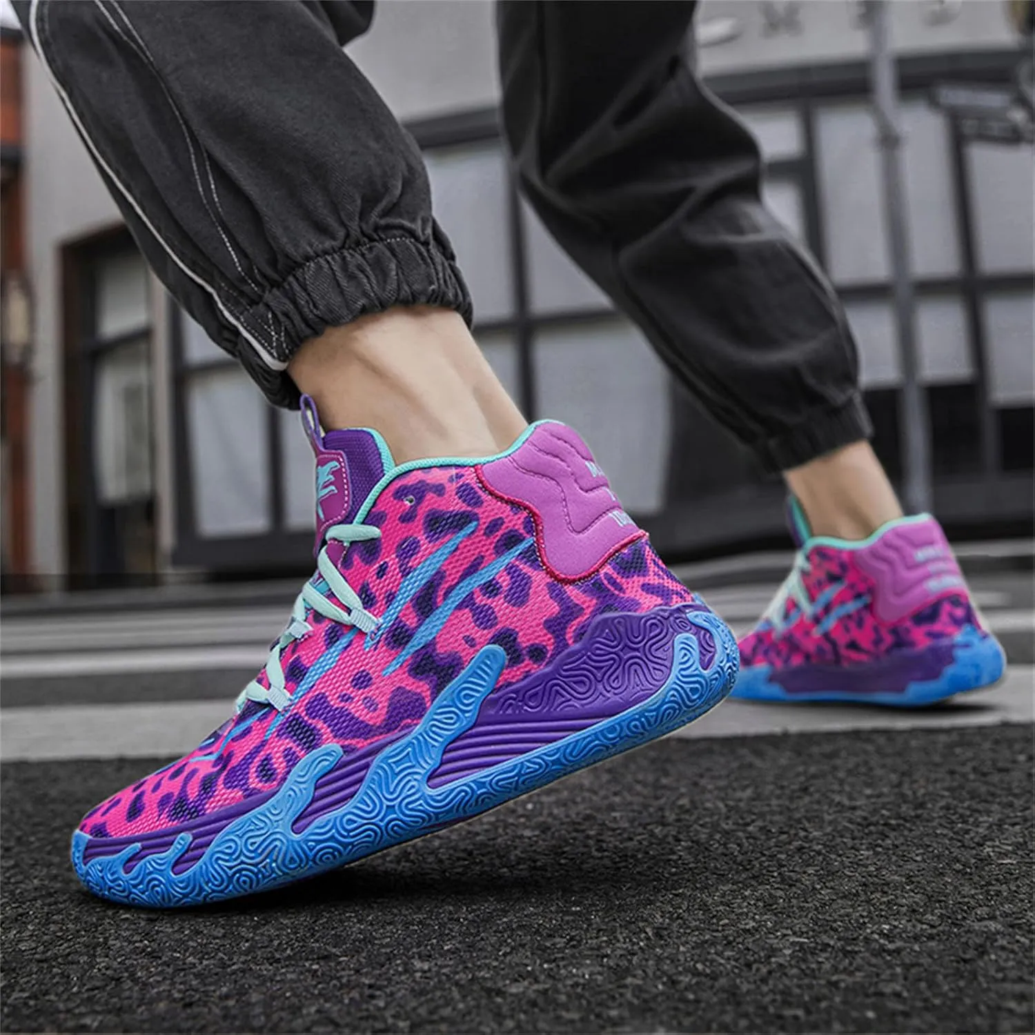 Men's Lace Up High Top Basketball Shoes Chinese Style Breathable Non Slip Outdoor Sneakers Cushioning Workout Shoes for Fitness Training Athletic