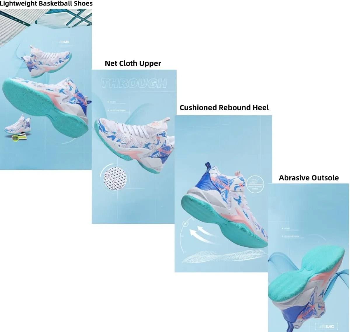 Men's Lace Up High Top Fashion Basketball Shoes with Arch Support Lightweight Non-Slip Running Tennis Sneakers Classic Chinese Trend Sports Shoes