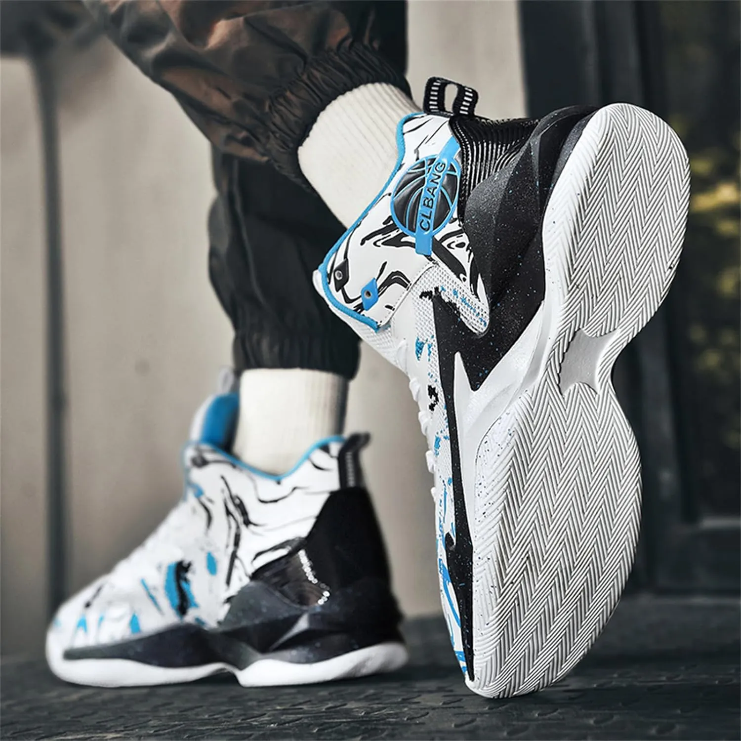 Men's Lace Up High Top Fashion Basketball Shoes with Arch Support Lightweight Non-Slip Running Tennis Sneakers Classic Chinese Trend Sports Shoes