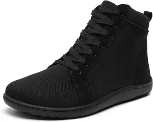 Men's Leather Platform Ankle Boots Casual Comfortable Lace Up Wide Toe Box Barefoot Booties Sneakers Lightweight Anti-Slip Outdoor Driving Walking Boots