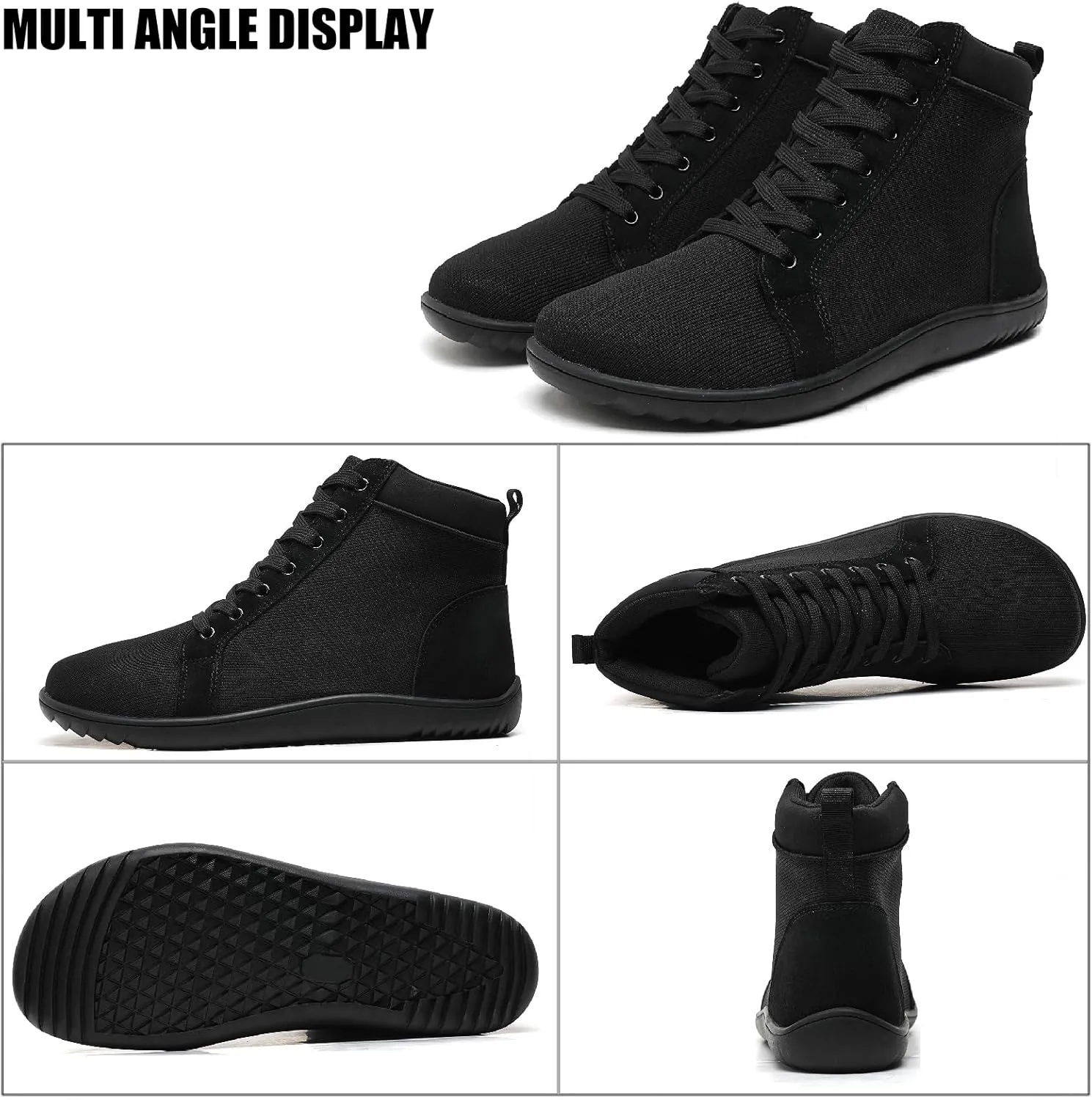 Men's Leather Platform Ankle Boots Casual Comfortable Lace Up Wide Toe Box Barefoot Booties Sneakers Lightweight Anti-Slip Outdoor Driving Walking Boots