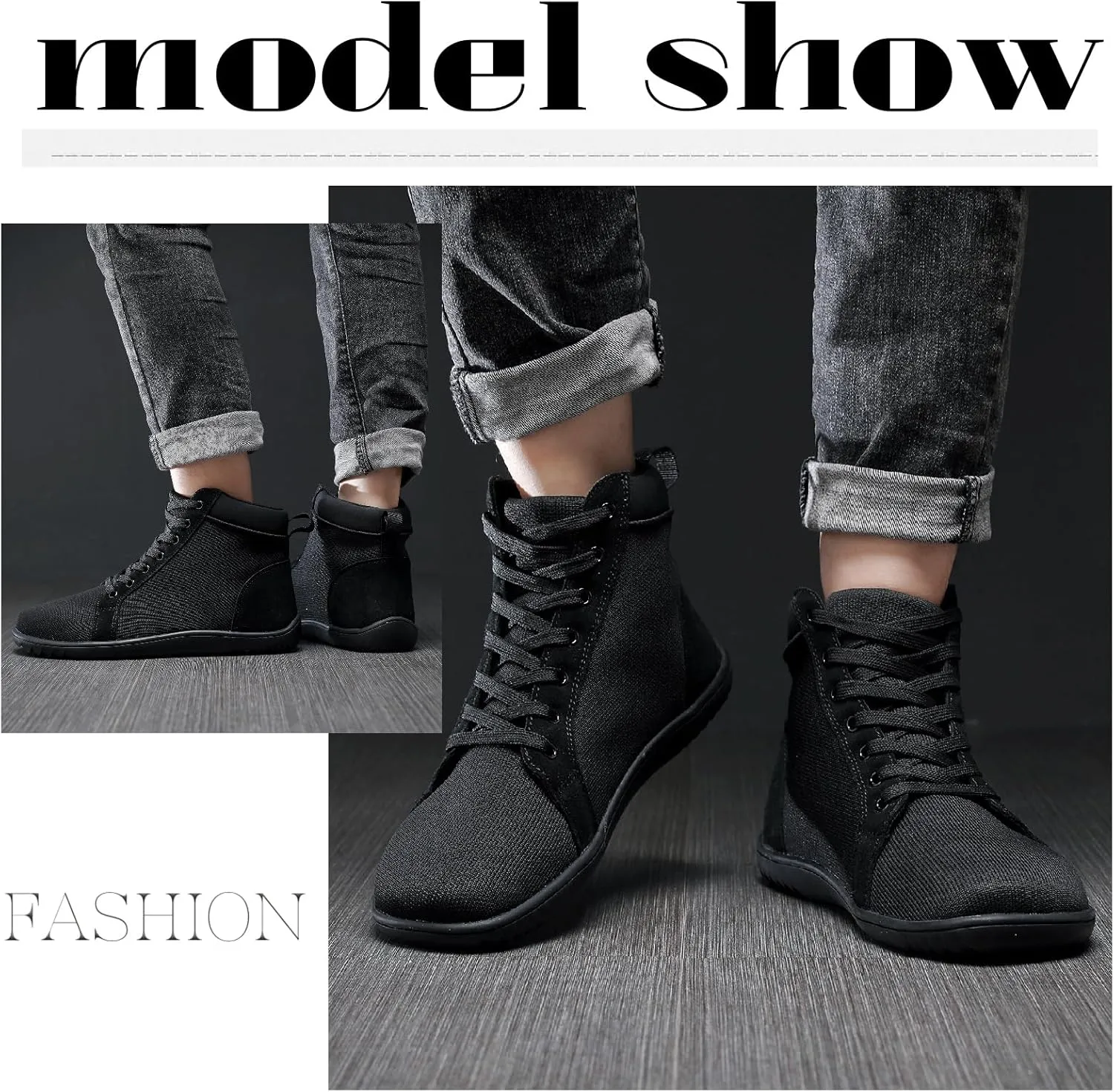 Men's Leather Platform Ankle Boots Casual Comfortable Lace Up Wide Toe Box Barefoot Booties Sneakers Lightweight Anti-Slip Outdoor Driving Walking Boots