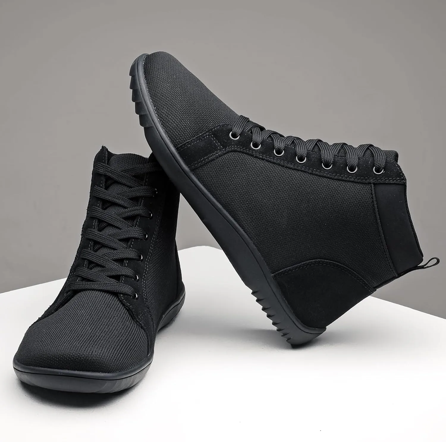 Men's Leather Platform Ankle Boots Casual Comfortable Lace Up Wide Toe Box Barefoot Booties Sneakers Lightweight Anti-Slip Outdoor Driving Walking Boots