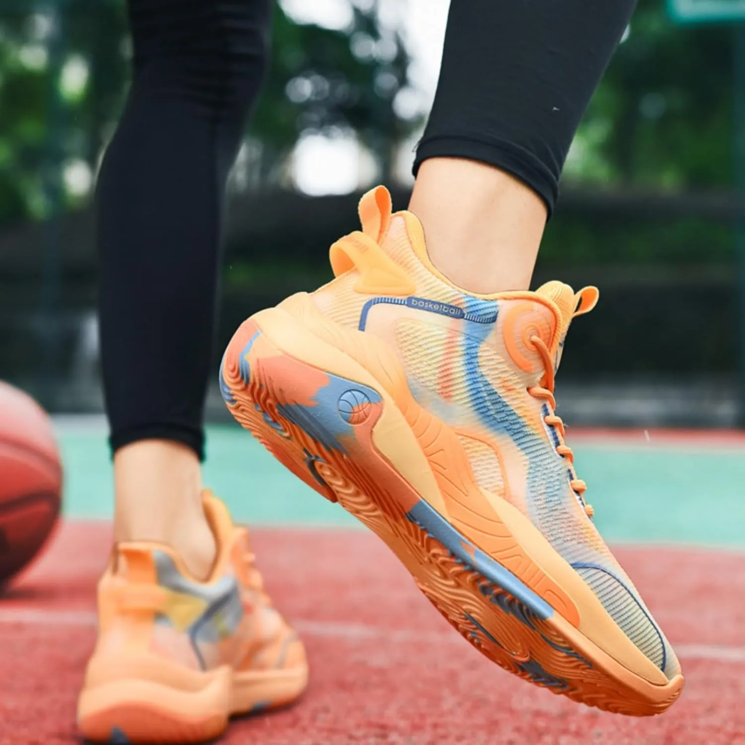 Mens Mid Top Breathable Mesh Lace Up Basketball Sport Shoes Fashion Classics Non Slip Chunky Sneakers for Walking Running Tennis Volleyball