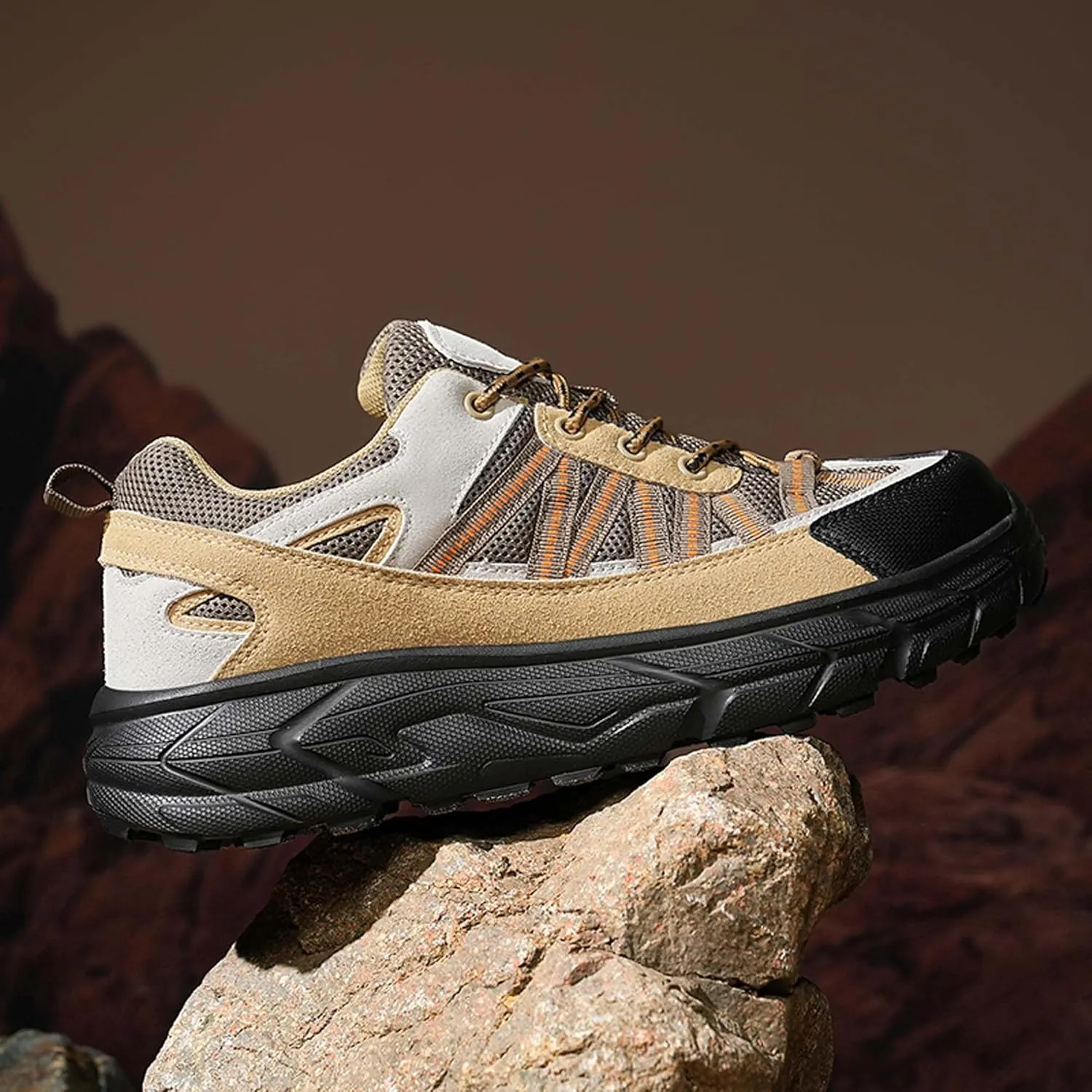 Men's Outdoor Lightweight Breathable Hiking Shoes,Non Slip Comfortabl Casual Trail Sneakers Ultra Light Rubber Sole