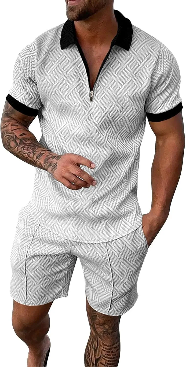 Mens Short Sets 2 Piece Outfits Summer Matching Shirt And Shorts Set Two Piece Outfits Sets Casual Vacation Outfit